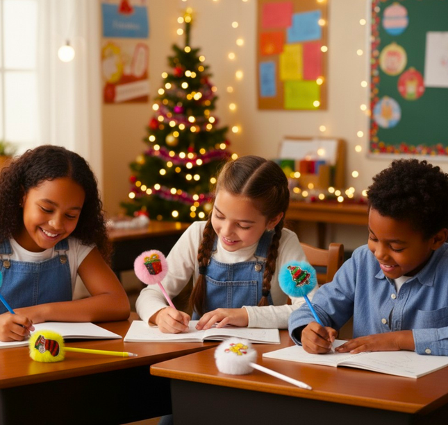 12 Plumas Pom Pom alegria Navideña $5.5 c/u