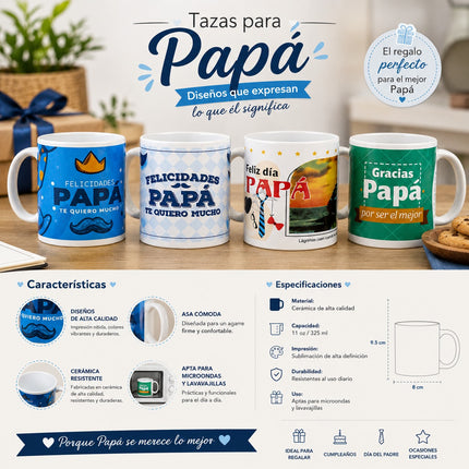 3 Taza para el Día del Padre Decorada $29 c/u