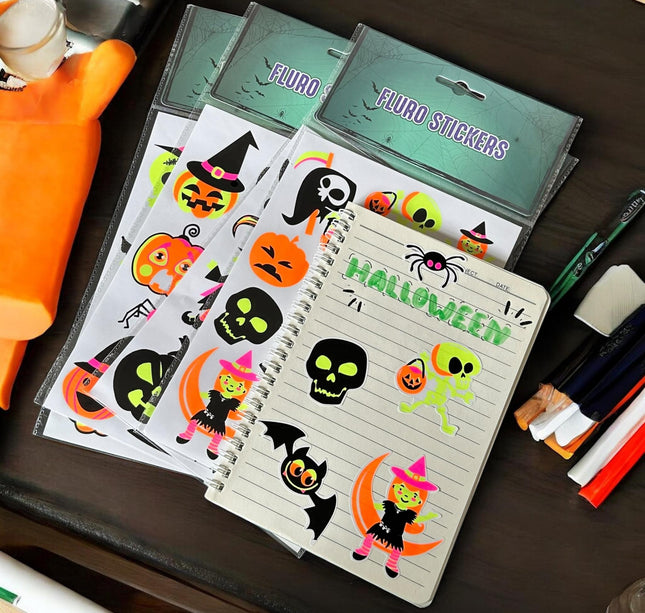 12 Stickers Halloween Fluorecentes $10 c/u