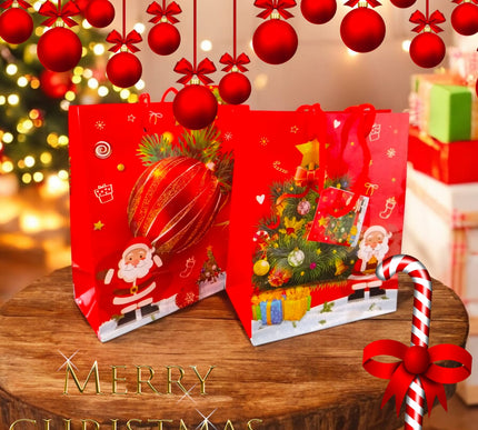 12 Bolsas Regalo Navidad 15X12X6 cm $3.45 c/u