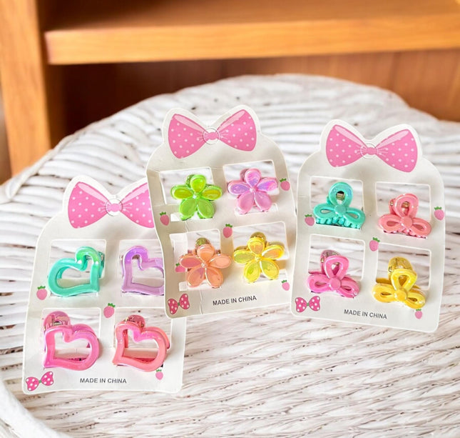 12 Sets de Mini Pinzas para Cabello Figuras $6.75 c/u