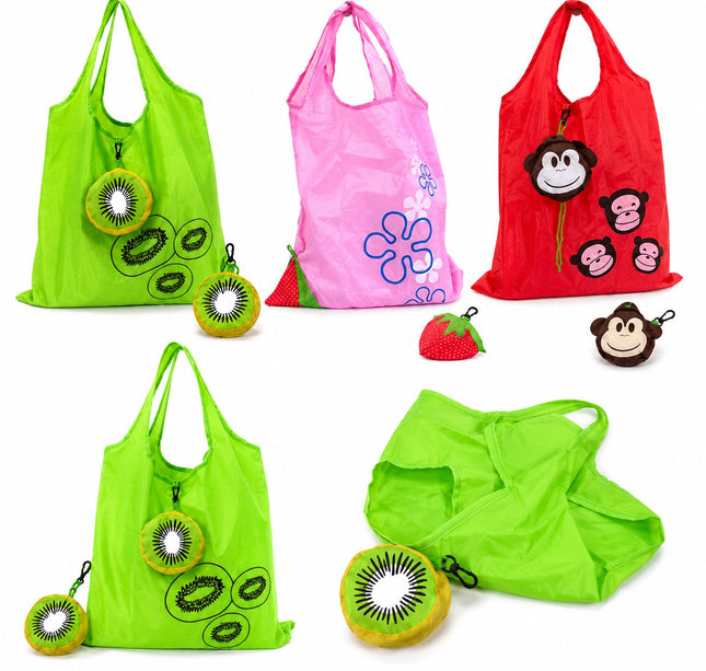 12 Bolsas con Funda Animalitos, Reulizable de Bolsillo 50cm*37cm $20 c/u
