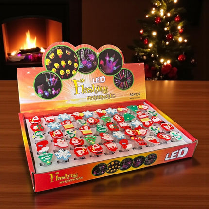 50 Anillos Navideños con Luces y Figuras $3.5 c/u