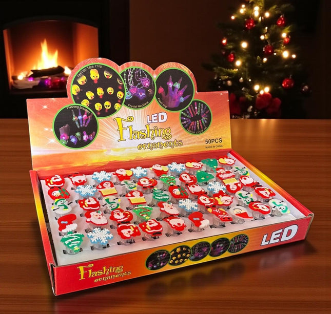 50 Anillos Navideños con Luces y Figuras $3.5 c/u