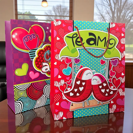 12 Bolsas para Regalo G 3D "San Valentin" $16.5 c/u