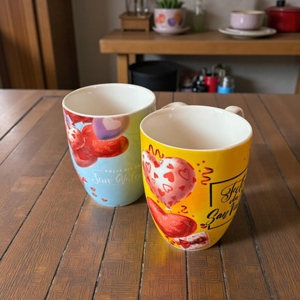 3 Taza "Feliz Día "  Ceramica $29 c/u