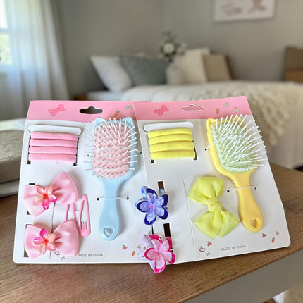 6 Sets de Cepillo con Donas, Moños y Duo de Pinzas para Cabello $35 c/u