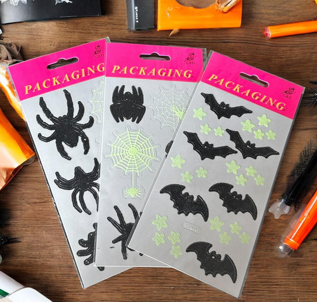 12 Stickers Fantasmas Halloween Fluorecentes $5.5 c/u