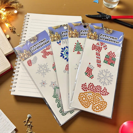 12 Sticker Navideños Pedreria Figuras $9.75 c/u