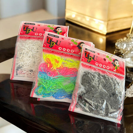12 Bolsas de Ligas Latex para Cabello de colores $3.3 c/u