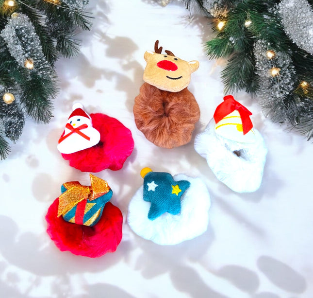 12 Donas Scrunchies Peluche Navideñas $8.9 c/u