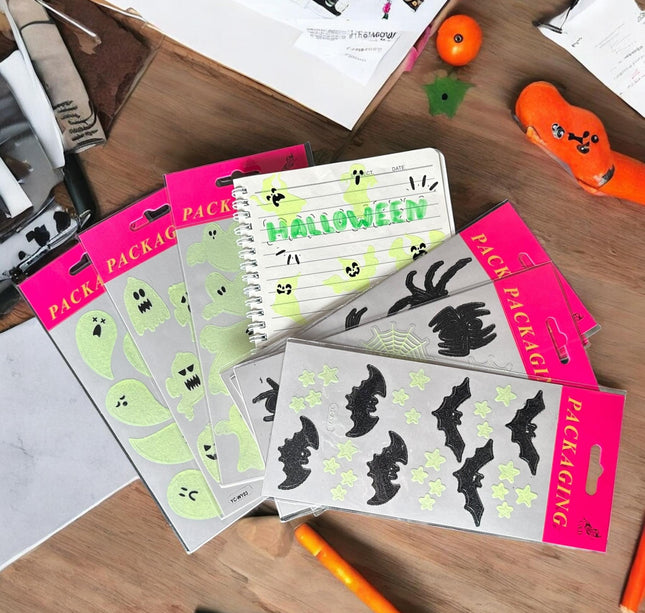 12 Stickers Fantasmas Halloween Fluorecentes $5.5 c/u