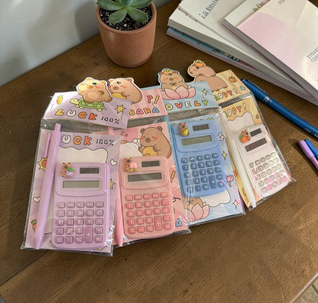 3 Calculadora con Lapicero de Colores $32 c/u