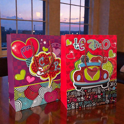 12 Bolsas para Regalo Te Amo 3D "San Valentin" $13 c/u