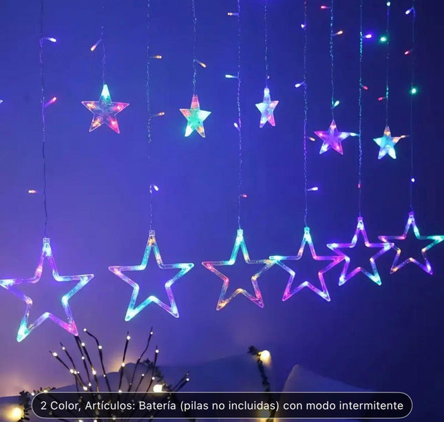 Cortina de Luces Led Estrella Doble Nivel Multicolor Navideña