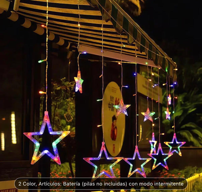 Cortina de Luces Led Estrella Doble Nivel Multicolor Navideña