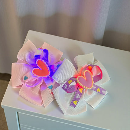 12 Moños Con Luz Corazones D $9.75 c/u