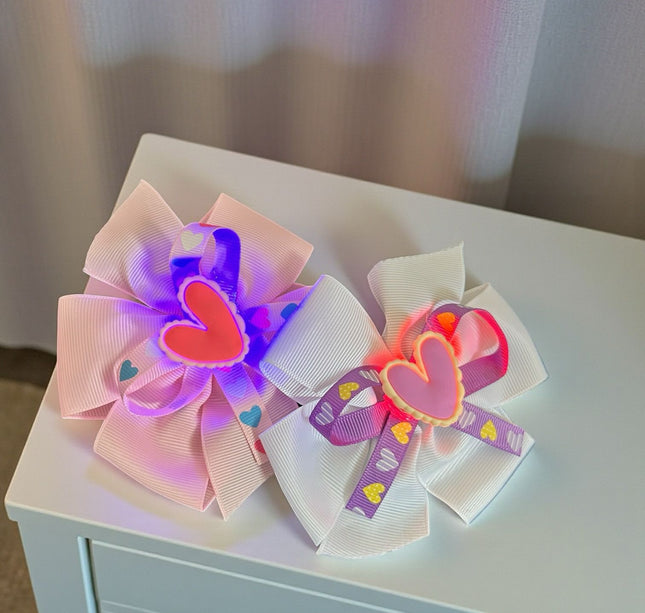 12 Moños Con Luz Corazones D $9.75 c/u