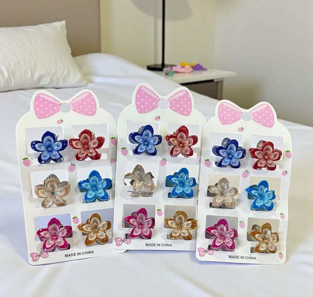 Exclusivo Tienda en linea 💥💎 12 Sets de 3 Pares de Mini Pnzas para el Cabello Flores Hermosas $13.33 c/u