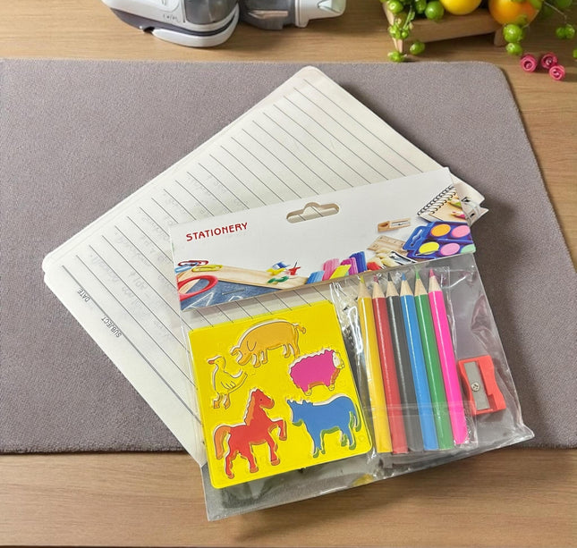 24 Sets de Dibujos Colores y sacapuntas $18.5 c/u