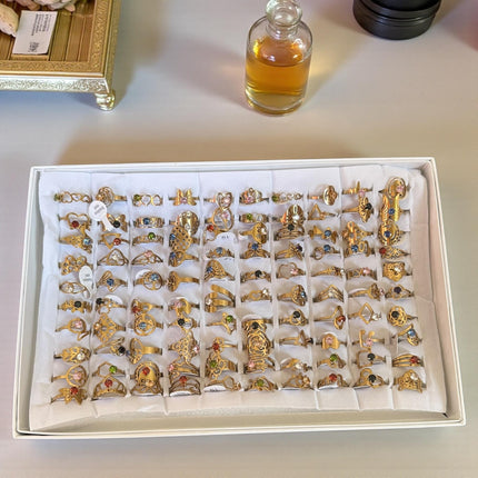 100 Anillos Acero Inoxidable con Pedreria $6.9 c/u