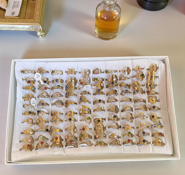 100 Anillos Acero Inoxidable con Pedreria $6.9 c/u