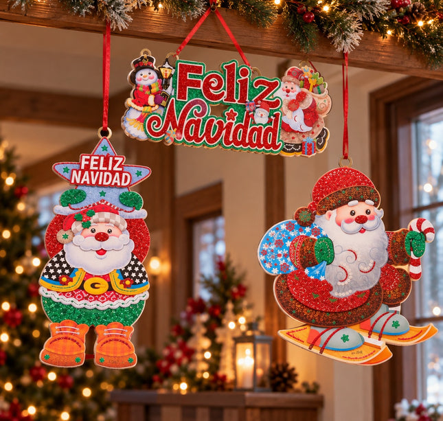 Exclusivo Tienda en linea 💥💎3 Letrero Navideños Decorativos con Brillo y Color $11.7 c/u