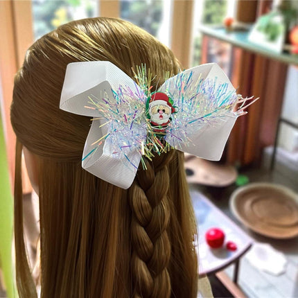 12 Moños Navideños con Escarcha y Figura $6.5 c/u