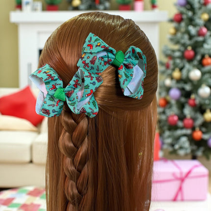 12 Pares de Moñitos Navideños Estampados $7.5 c/u