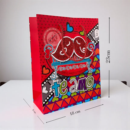 12 Bolsas para Regalo Te Amo 3D "San Valentin" $13 c/u