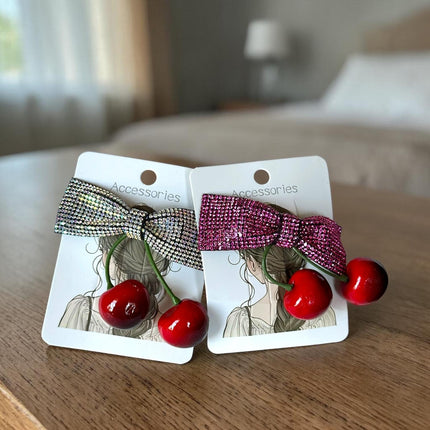 12 Moños Pedreria con Cerezas $9 c/u