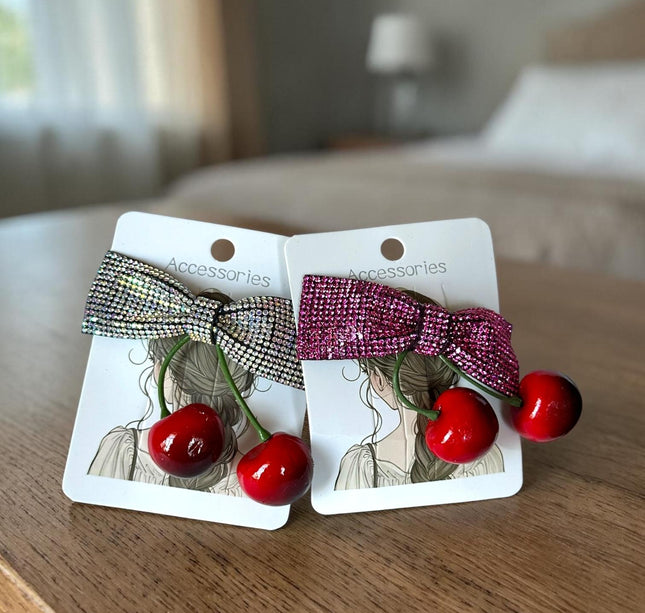12 Moños Pedreria con Cerezas $9 c/u
