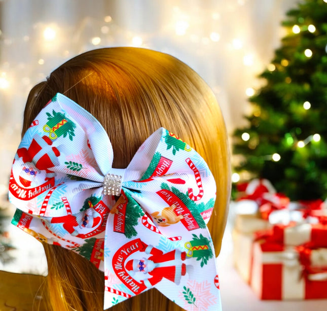 12 Moños Navideños Estampados $6.9 c/u