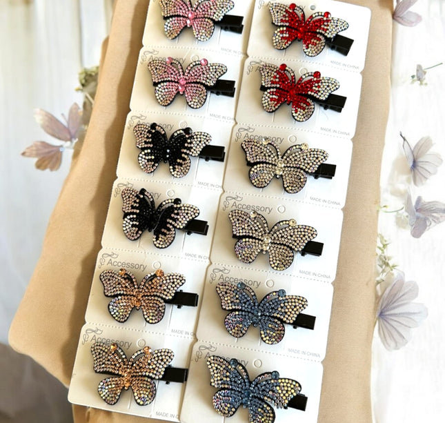 Set 12 Pasadores Mariposa Brillosa $6.58 c/u