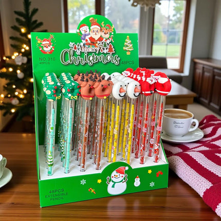 48 Lapices Navideños De Puntillas con Figuras $6.52 c/u