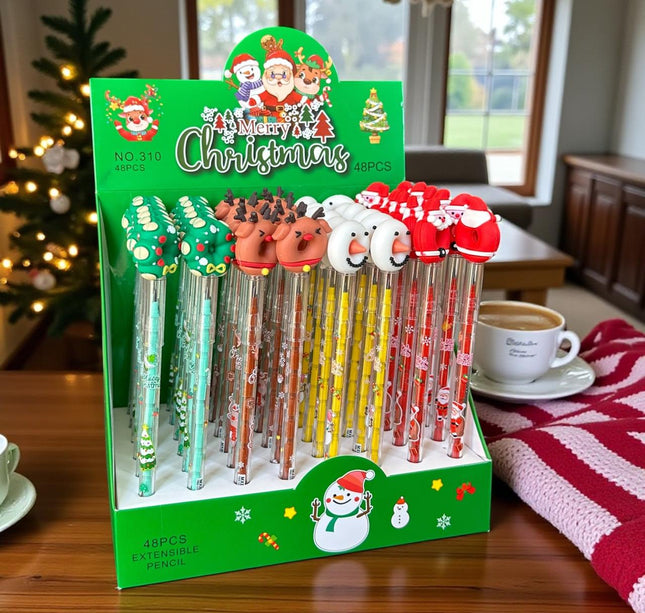 48 Lapices Navideños De Puntillas con Figuras $6.52 c/u