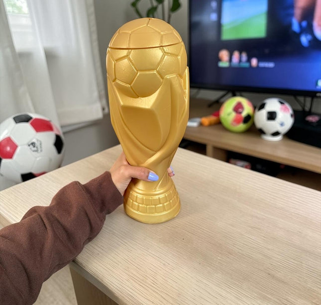 2 Alcancia "Copa Mundial" Dorada $35 c/u
