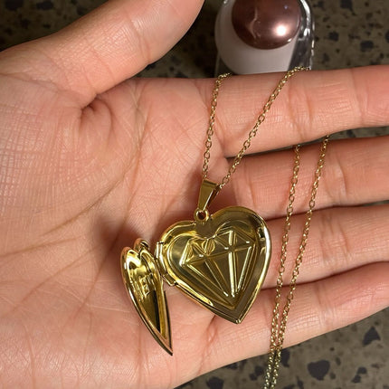 12 Collares Relicarios de Corazón Acero Inoxidable $29.05 c/u