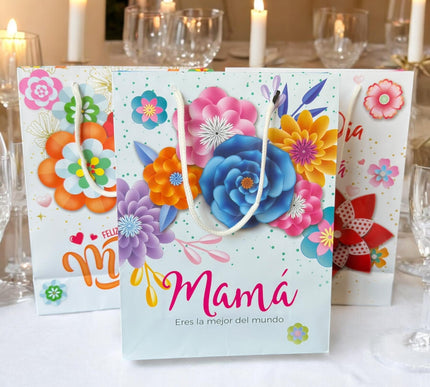 12 Bolsas Decoradas "Feliz Día de La Mamá" para Regalo $5.9 c/u