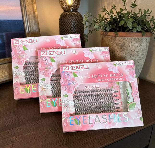 3 Sets de Pestañas Postizas Individuales con Pegamento $50 c/u