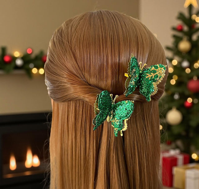 12 Pasadores de mariposa Navideñas $19 c/u