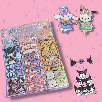 12 Sticker para Vestir Personaje Sanrio $4.5 c/u