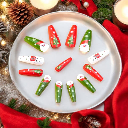 12 Sets de uñas postizas Navideñas $8.70 c/u