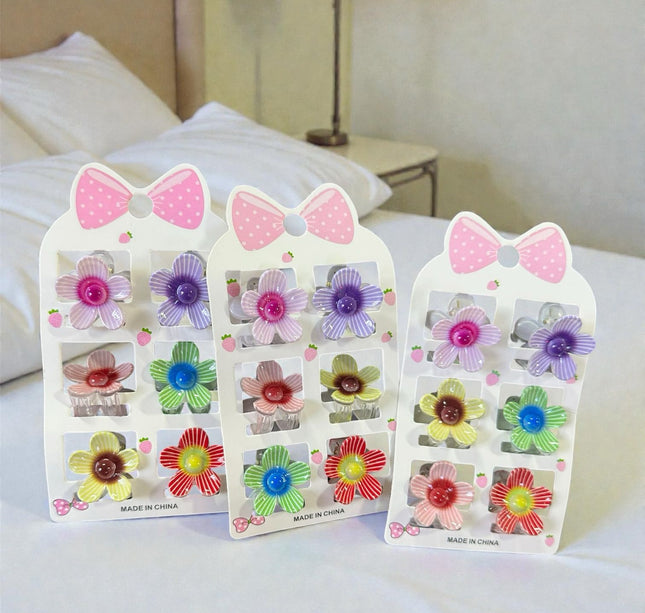 Exclusivo Tienda en linea 💥💎 12 Sets de 3 Pares de Mini Pnzas para el Cabello Flores Hermosas $13.33 c/u