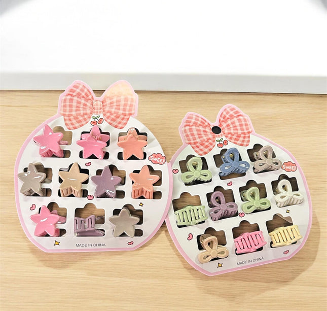 12 Sets de 10 pincitas para Cabello Figuras $12.5 c/u