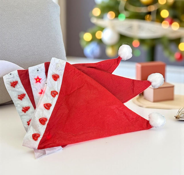 12 Gorros Navideños con Luz con Figuras 3D $20.84 c/u