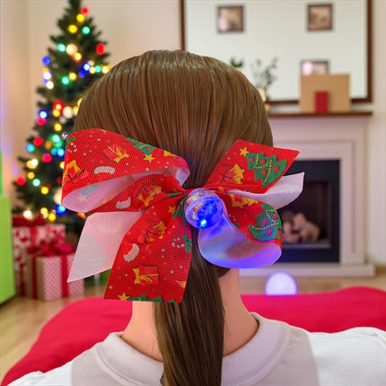 12 Moños Navideños Estampados con Luz $7.9 c/u