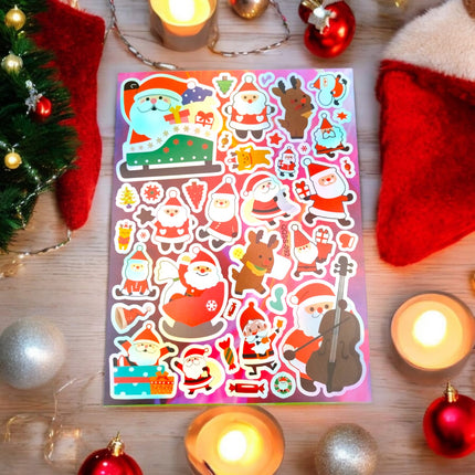 12 Sticker Metálico Navideño Tornasol $4.2 c/u