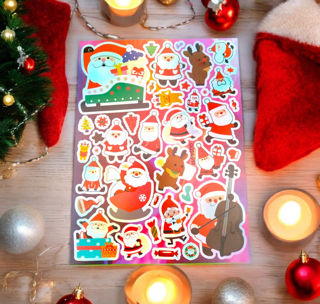 12 Sticker Metálico Navideño Tornasol $4.2 c/u