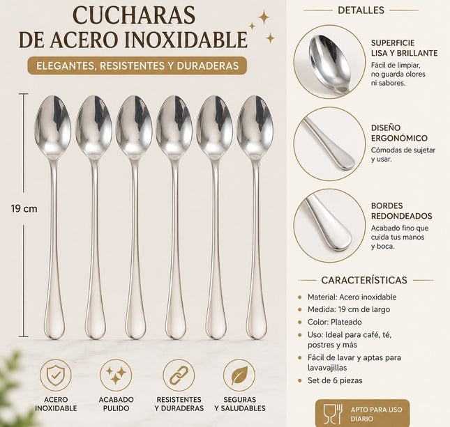 Exclusivo Tienda en linea 💥💎6 Cucharas Plateadas Elegantes Chicas  $12 c/u